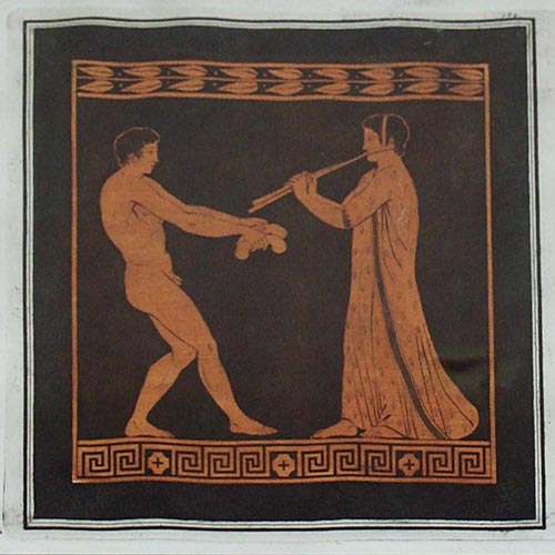 Hamilton: Athlete with jump weights on a Greek Vase