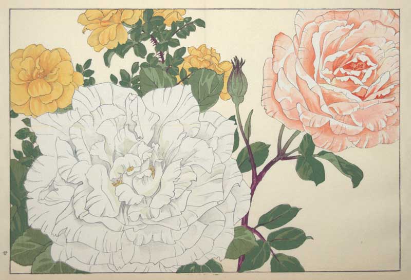 Japanese Woodblock Roses