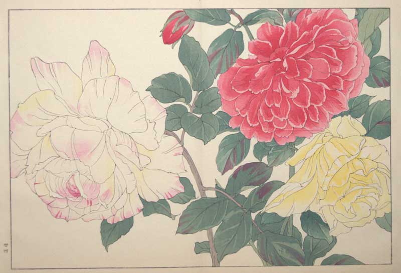 Japanese Woodblock Roses