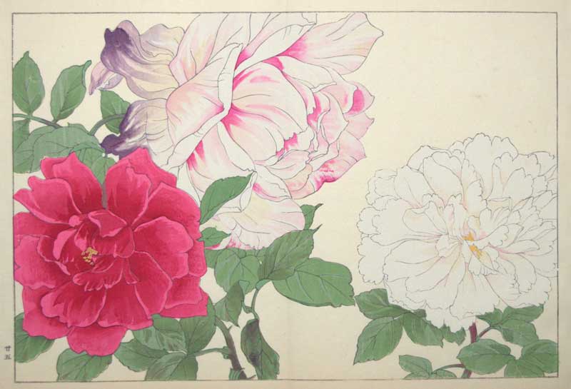 Japanese Woodblock Roses