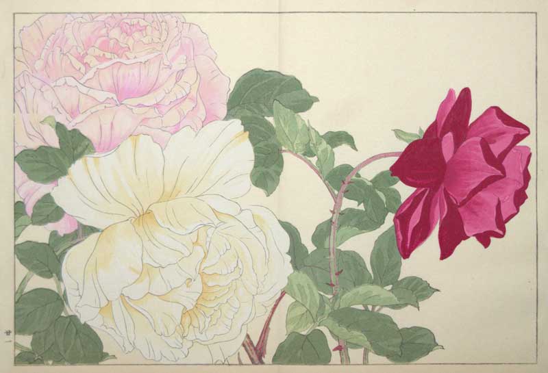 Japanese Woodblock Roses