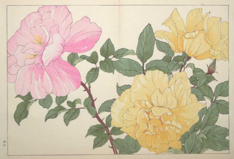 Japanese Woodblock Roses